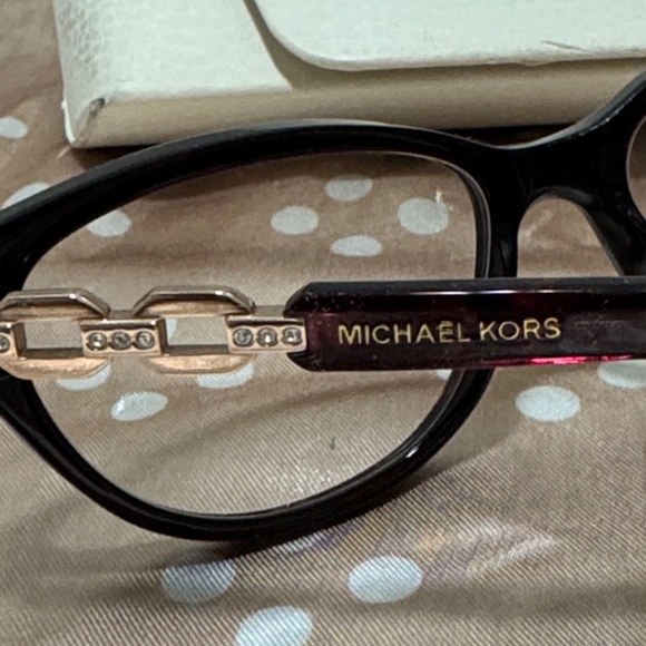 Michael Kors Women's Glasses in Dark Sparkling Red/Pink with Gold Accent - Picture 5 of 8